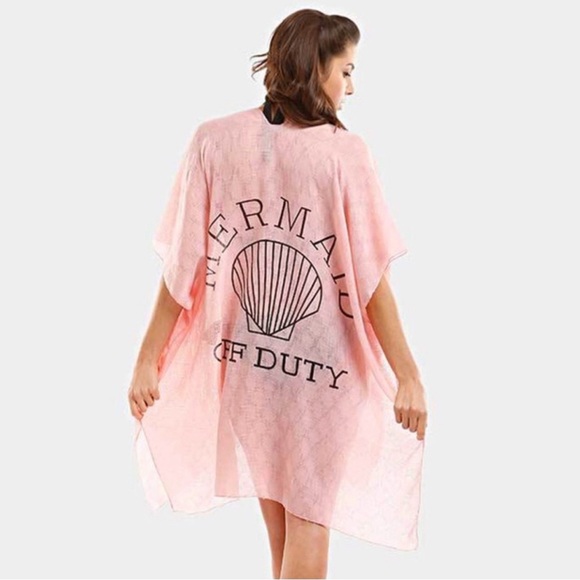 “Off Duty Mermaid” Swim Cover Up/ Kimono-Pink or Blue-NWT - Picture 2 of 7